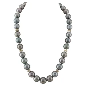 South Sea Pearl Necklace with 18k Yellow Gold and Diamond Rondels, 19 Inches
