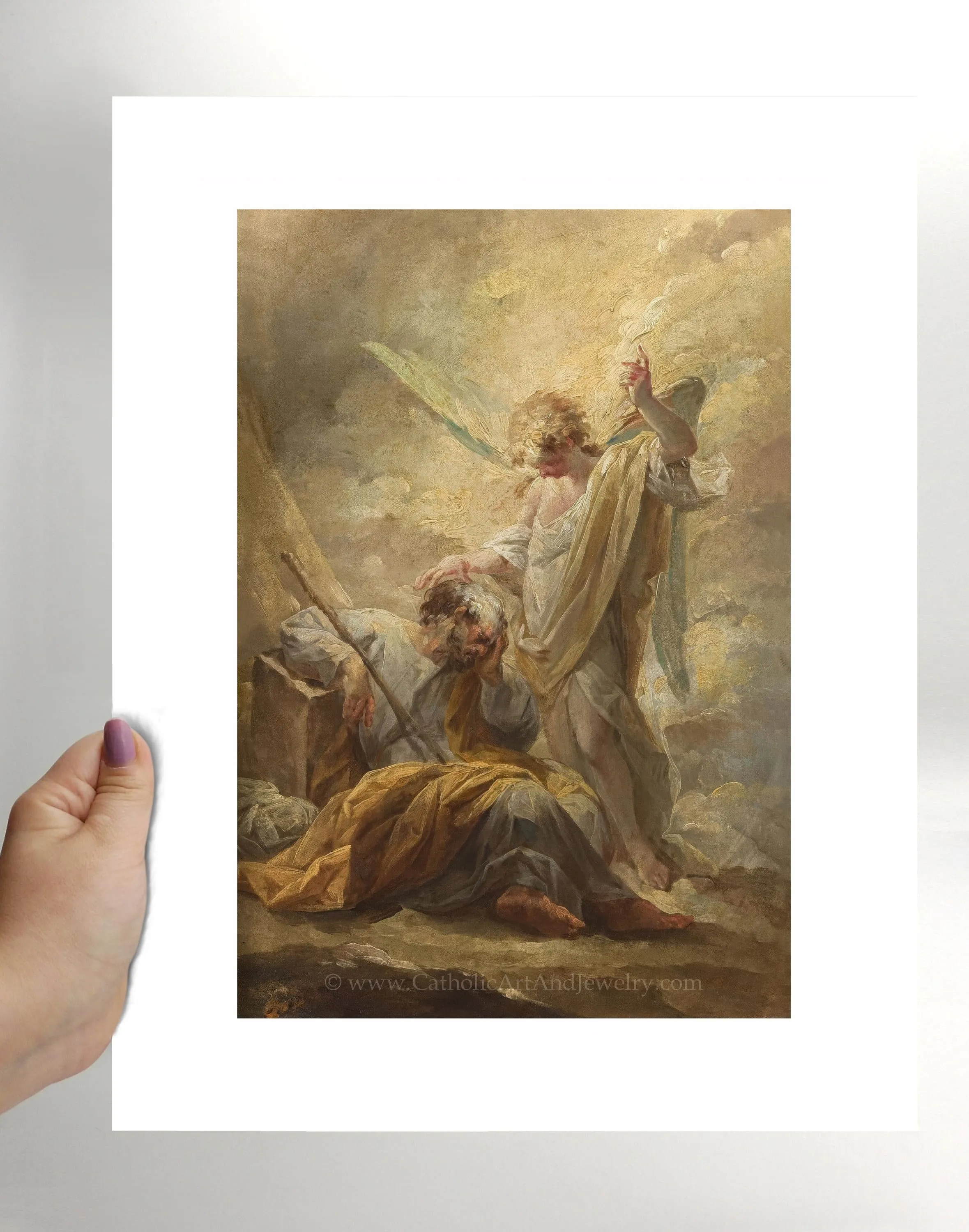St. Josephs Dream – Sleeping Joseph – by  Vicente López Portaña – Catholic Art Print – Beautiful Catholic Artwork