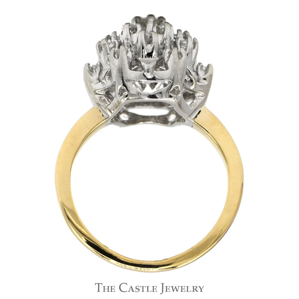 Starburst .35cttw Diamond Cluster Ring in 14k Yellow Gold