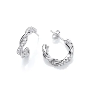 Sterling Silver & Cubic Zirconia 13mm Twist Hoop Earrings