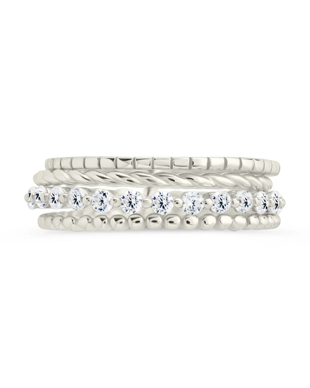Sterling Silver Cassidy CZ Layered Textured Ring