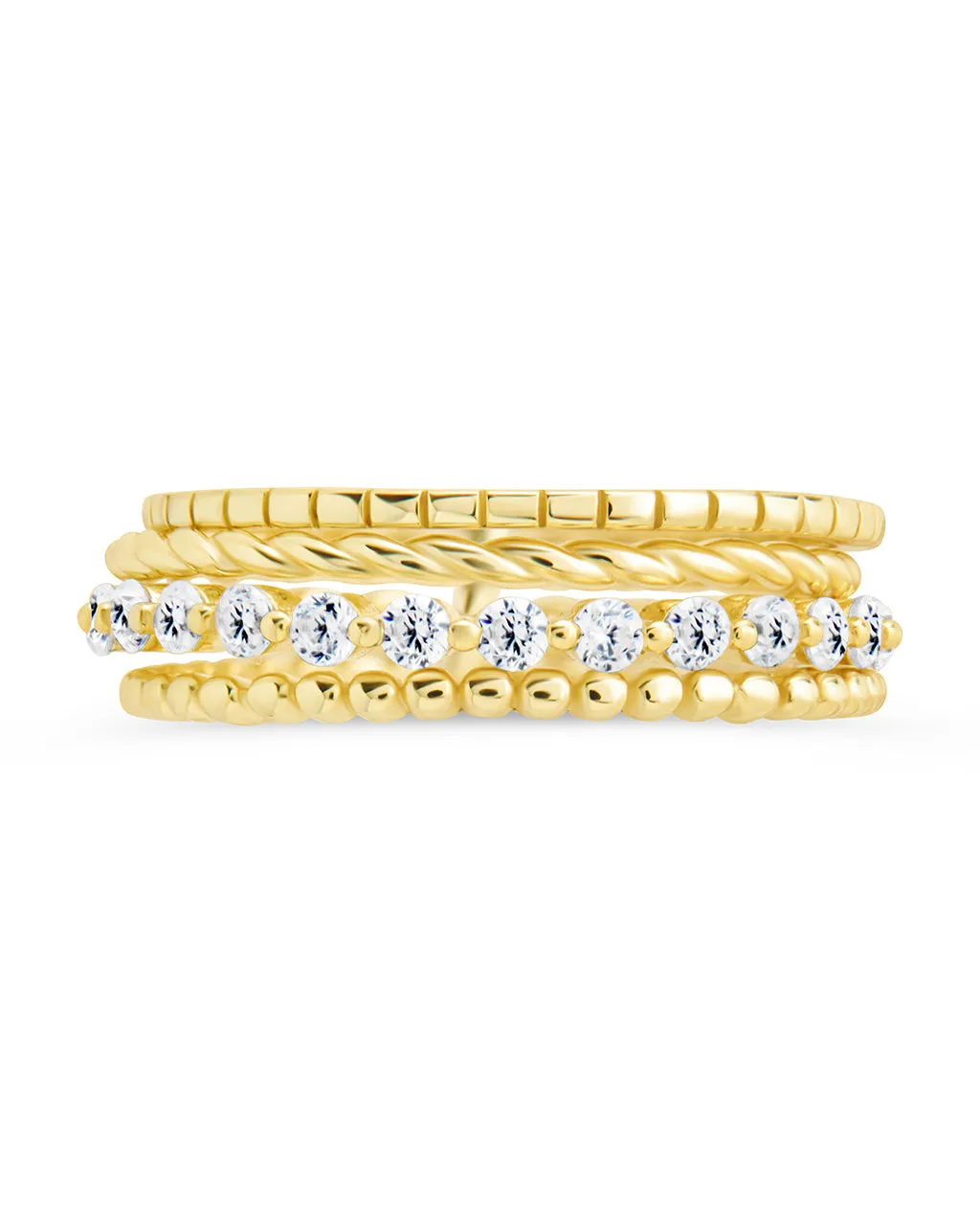 Sterling Silver Cassidy CZ Layered Textured Ring