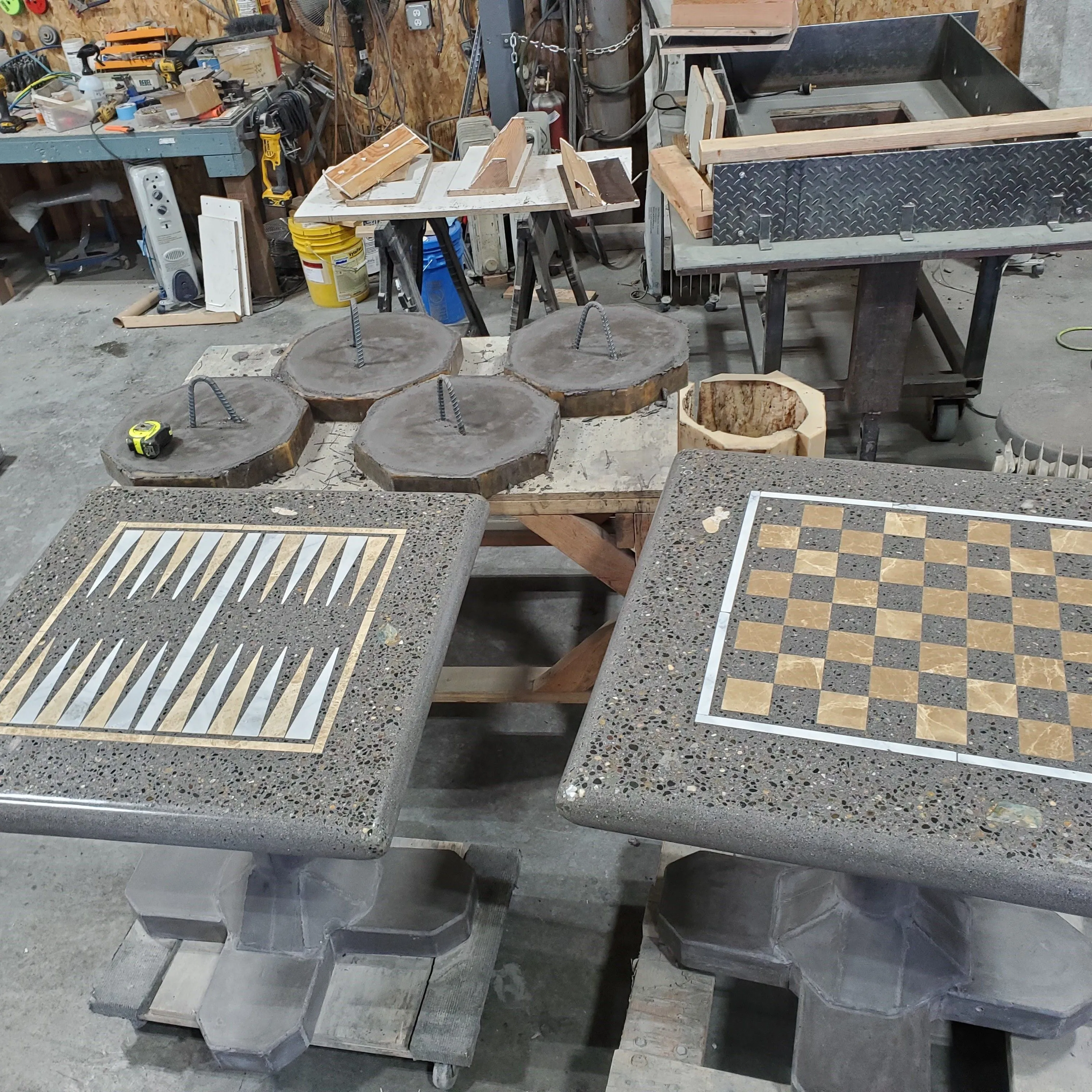 Stone Age Concrete Outdoor Backgammon Table