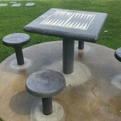 Stone Age Concrete Outdoor Backgammon Table
