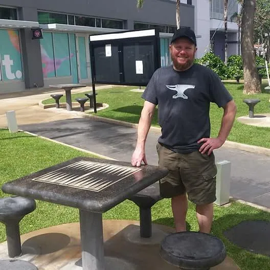 Stone Age Concrete Outdoor Backgammon Table