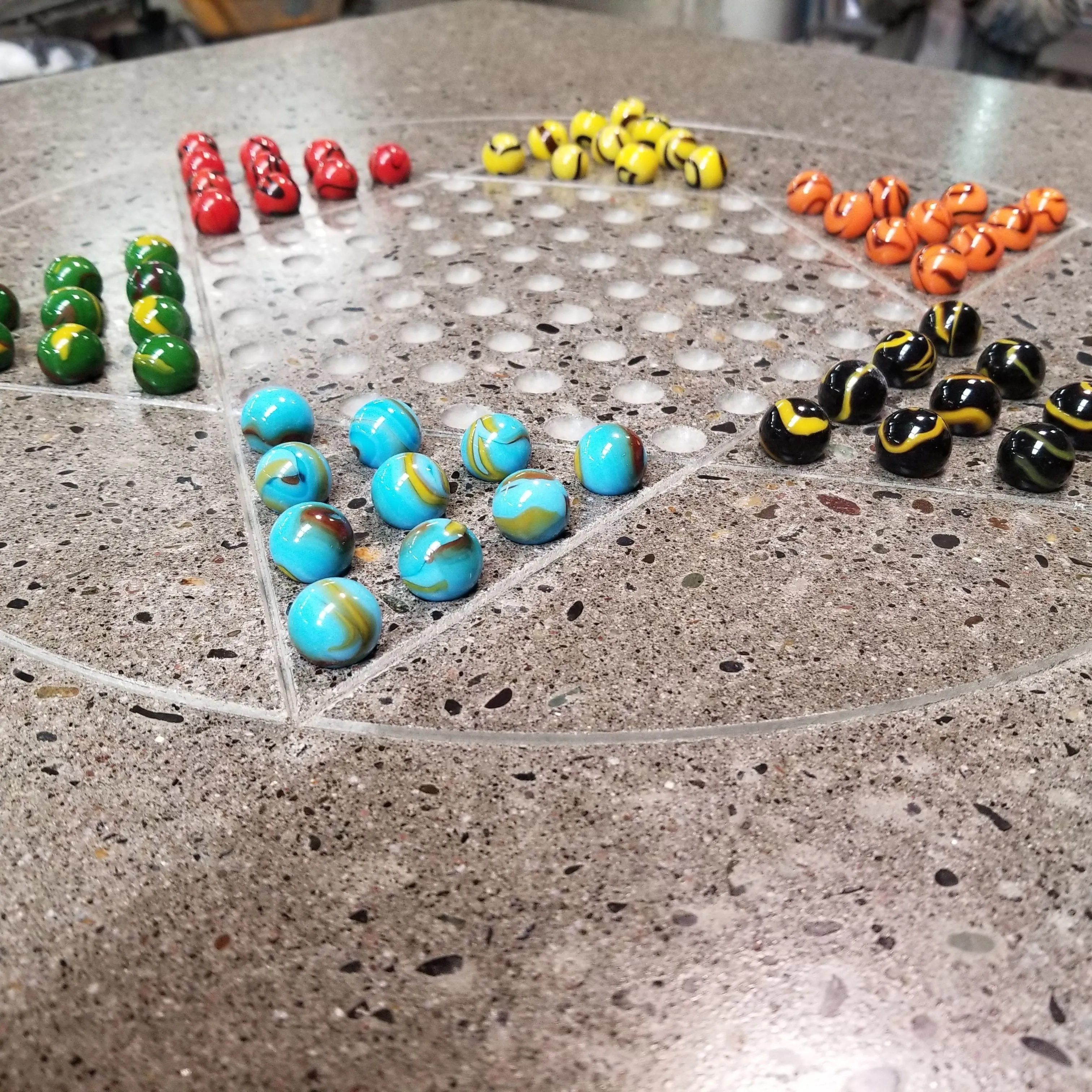 Stone Age Concrete Outdoor Chinese Checkers Table