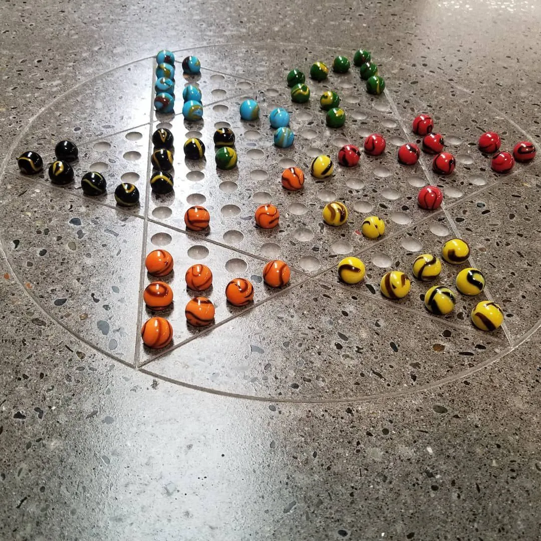 Stone Age Concrete Outdoor Chinese Checkers Table
