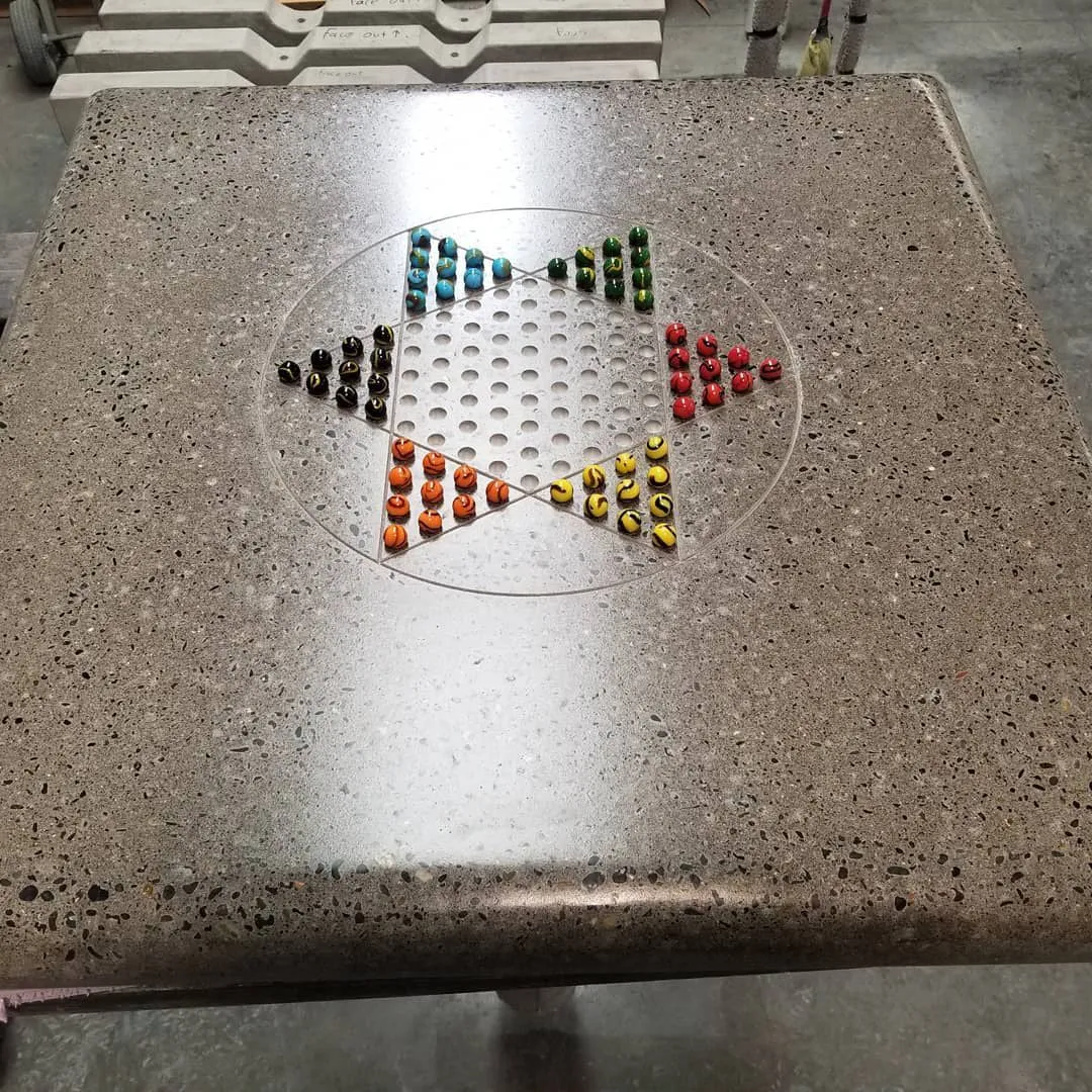 Stone Age Concrete Outdoor Chinese Checkers Table