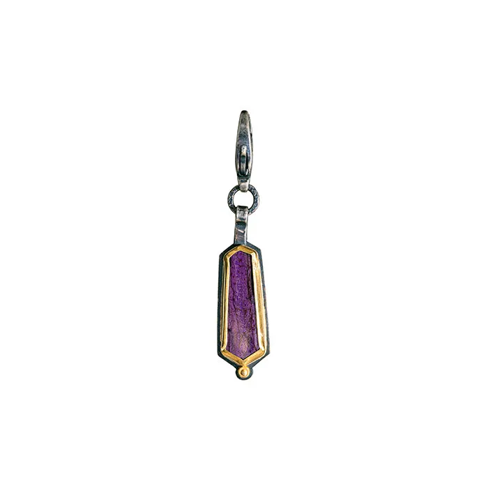 Sugilite Charm - Sterling Silver   22k Gold