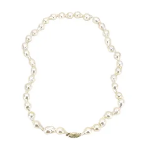 Sunburst Baroque Fire Ball Japanese Saltwater Cultured Akoya Pearl Strand - 14K Yellow Gold 15.50 Inch