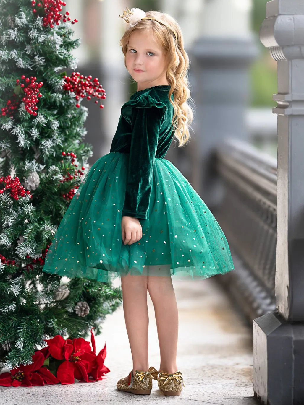 Twinkle and Twirl Starry Velvet Tutu Dress