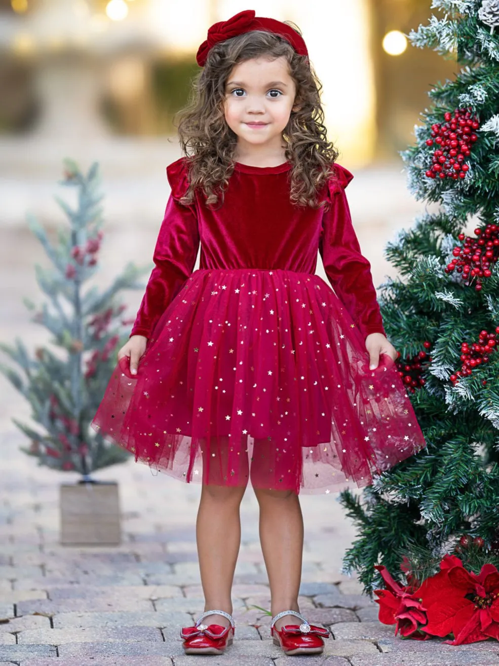 Twinkle and Twirl Starry Velvet Tutu Dress