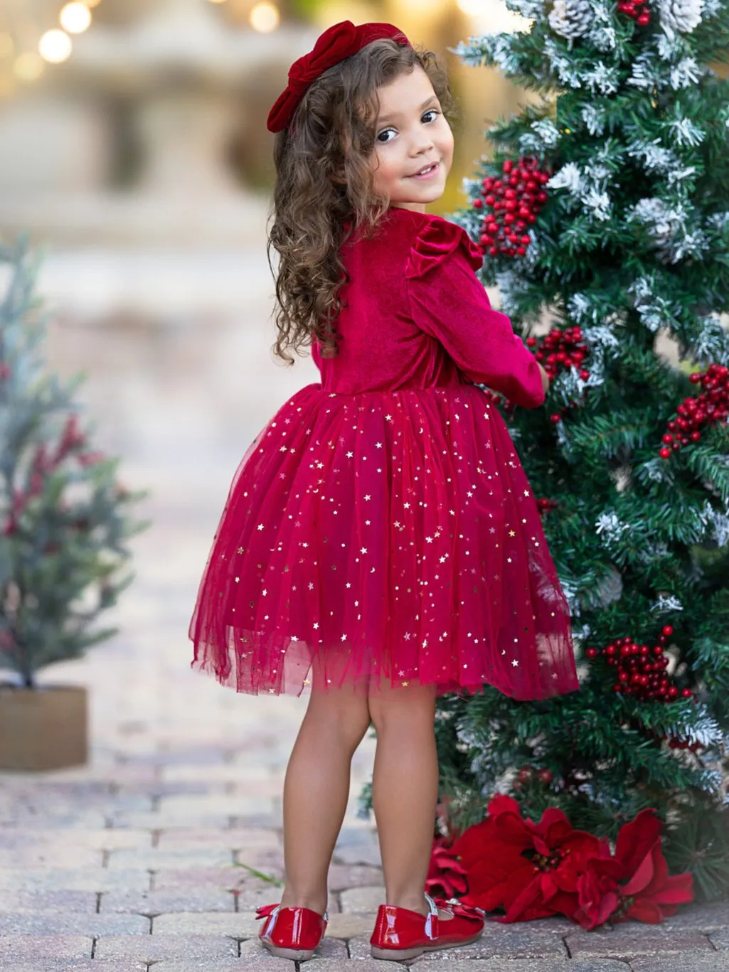 Twinkle and Twirl Starry Velvet Tutu Dress