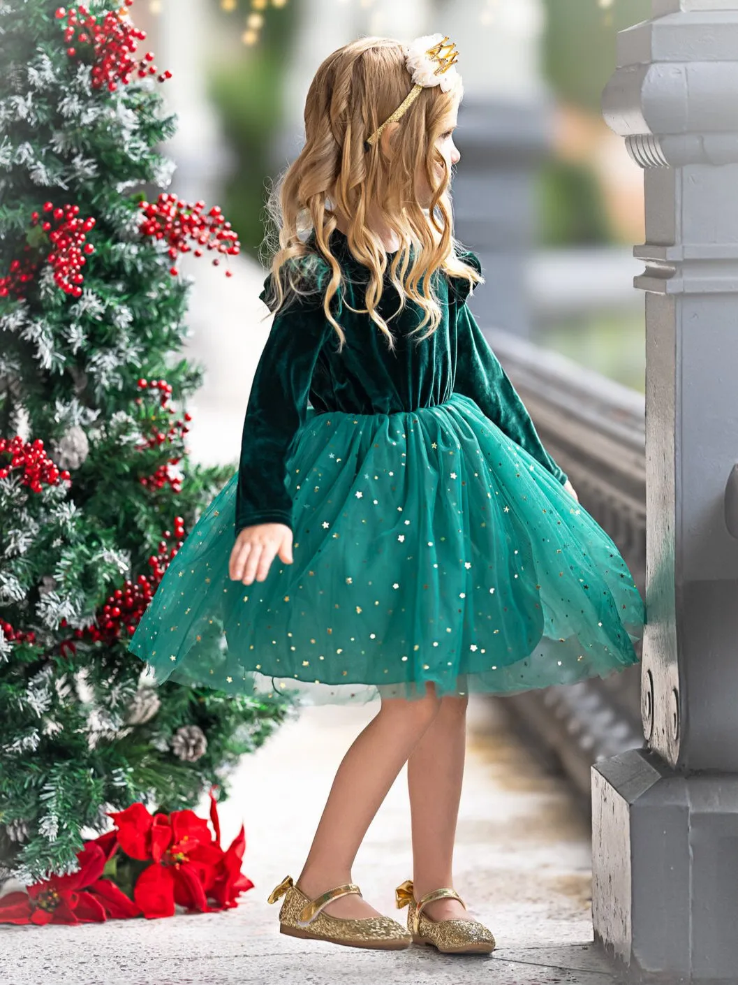 Twinkle and Twirl Starry Velvet Tutu Dress