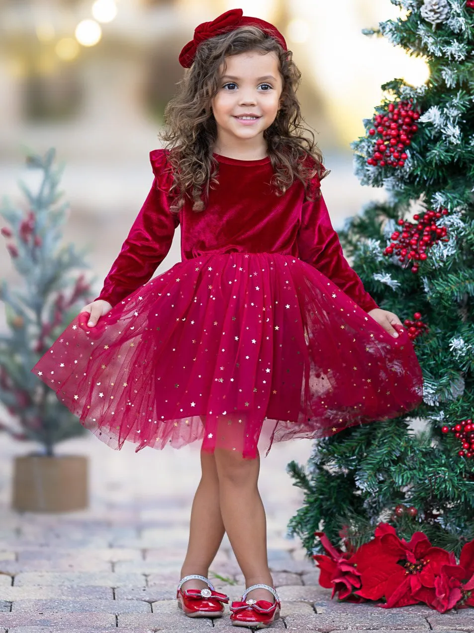 Twinkle and Twirl Starry Velvet Tutu Dress