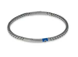 Ulysses Chain Oxidized Bracelet with blue enamel