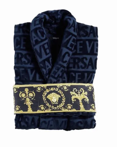 Versace Baroque Medusa Bathrobe - Dark Blue