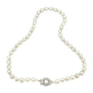 Victorian Star Burst Japanese Saltwater Cultured Akoya Pearl Strand - 14K Yellow Gold Silver 18.50 Inch