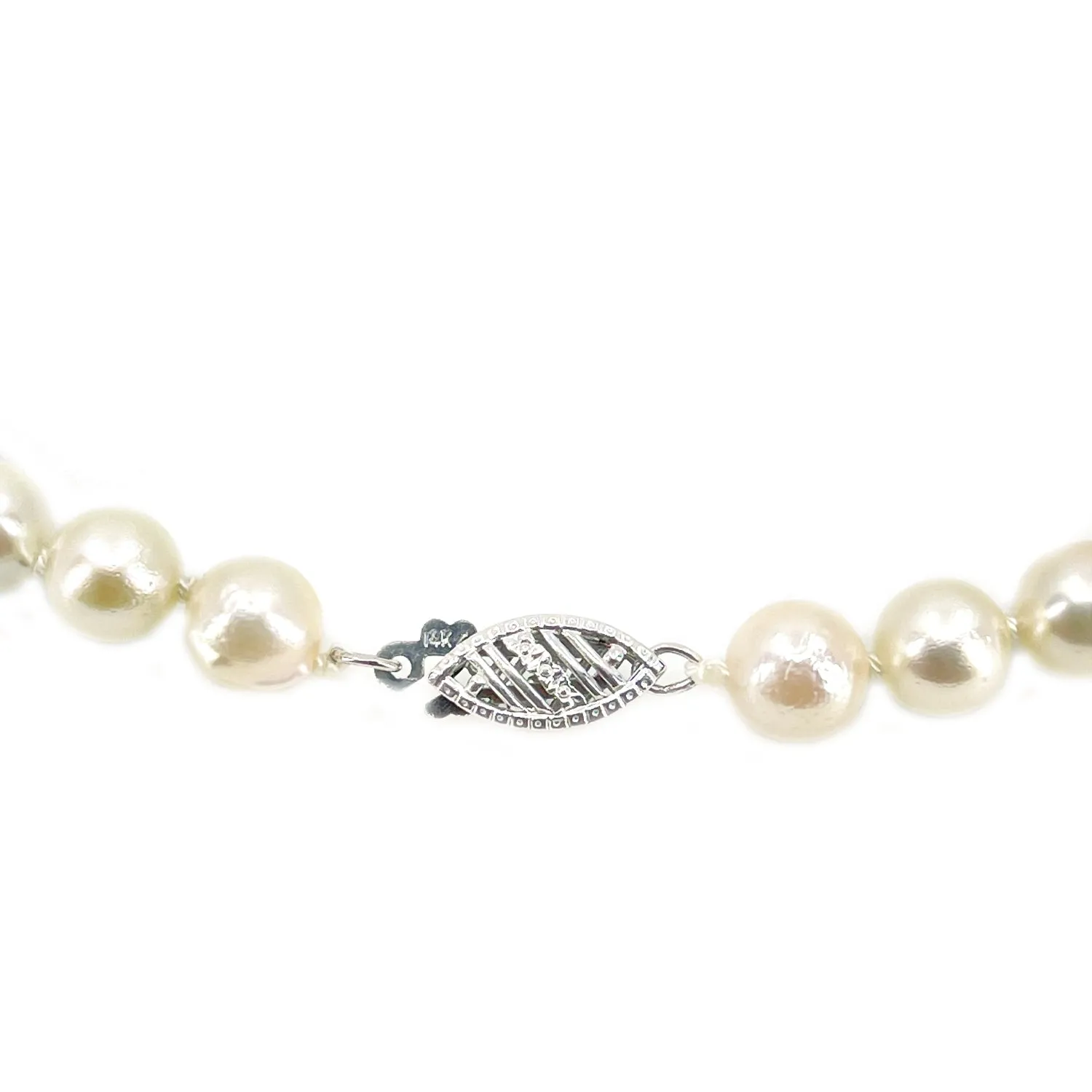 Vintage Modern Japanese Saltwater Akoya Cultured Pearl Bracelet- 14K White Gold