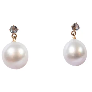 White South Sea Baroque Pearl Drops off Aquamarines