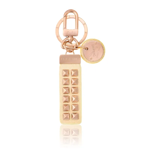 White Stingray Keychain with Pink Gold Studs