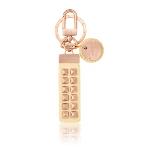 White Stingray Keychain with Pink Gold Studs