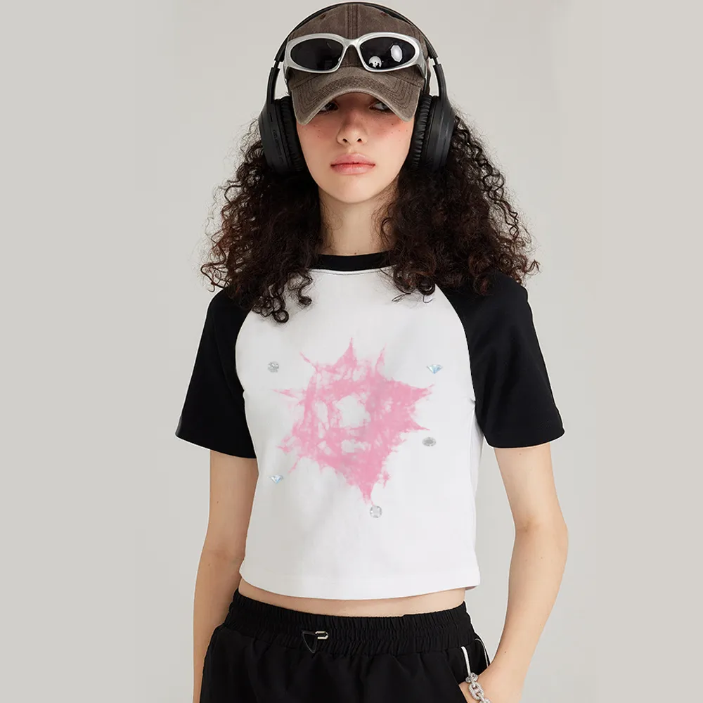 Women's Short Diamond Print T-Shirt