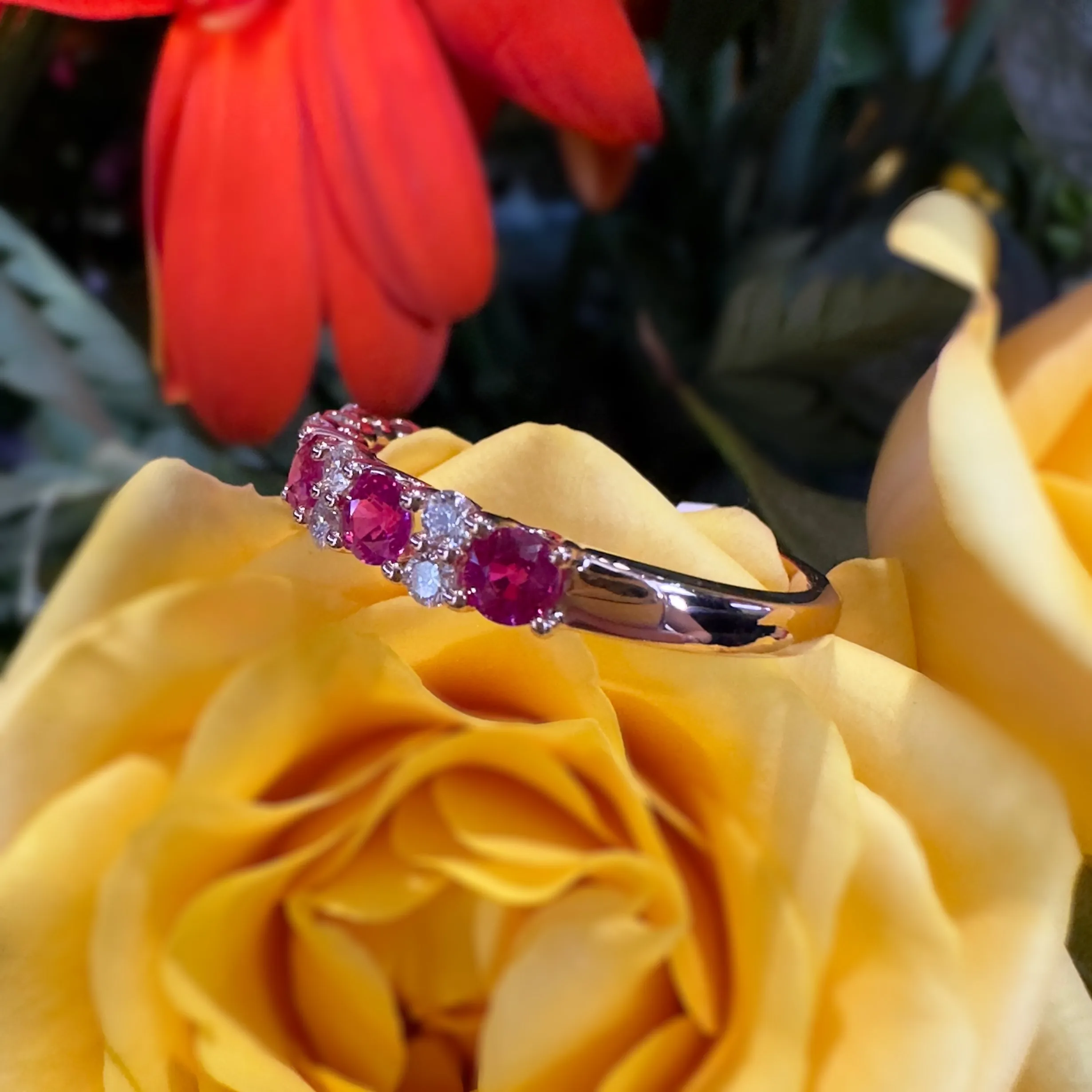 Zeghani Ruby Diamond Band 14K Rose Gold Ring ZR2233-R