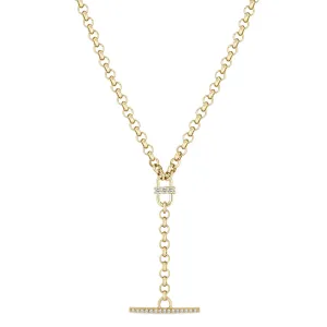 Zoë Chicco 14k Yellow Gold Rolo Diamond Toggle Lariat Necklace